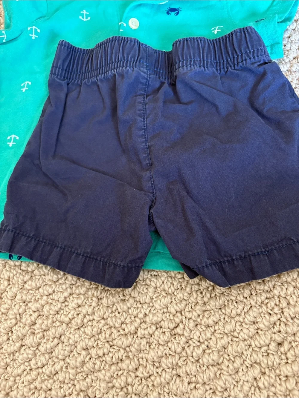 Baby Matching Set - Teal Anchor Polo and Navy Shorts Set 12 MONTHS - Picture 4 of 5